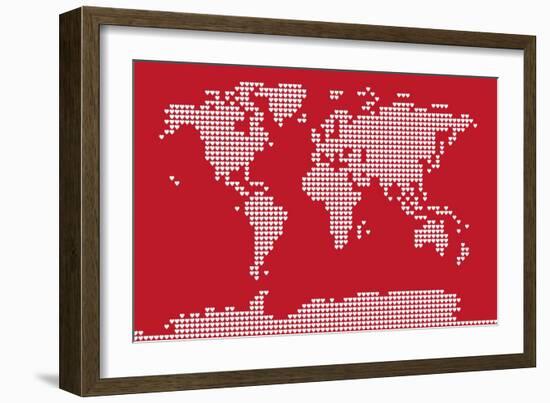 Love Hearts Map of the World-Michael Tompsett-Framed Art Print