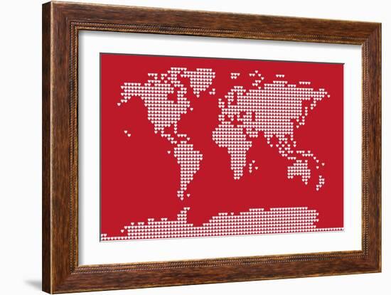 Love Hearts Map of the World-Michael Tompsett-Framed Art Print