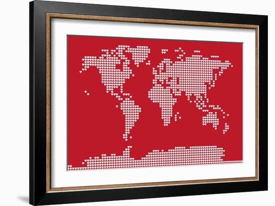 Love Hearts Map of the World-Michael Tompsett-Framed Art Print