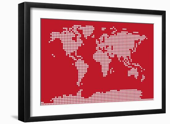 Love Hearts Map of the World-Michael Tompsett-Framed Art Print