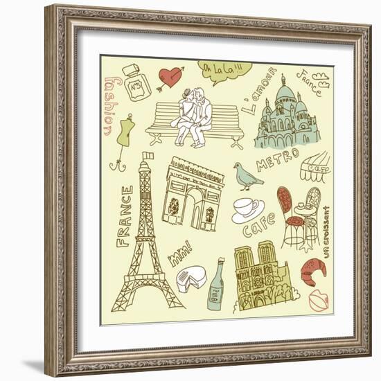 Love in Paris Doodles-Alisa Foytik-Framed Art Print