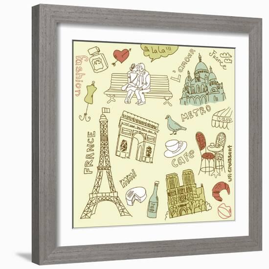 Love in Paris Doodles-Alisa Foytik-Framed Art Print