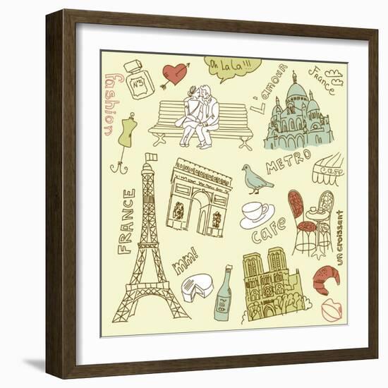 Love in Paris Doodles-Alisa Foytik-Framed Art Print