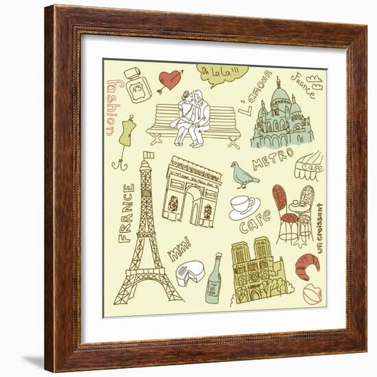 Love in Paris Doodles-Alisa Foytik-Framed Art Print