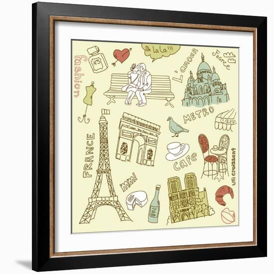 Love in Paris Doodles-Alisa Foytik-Framed Art Print