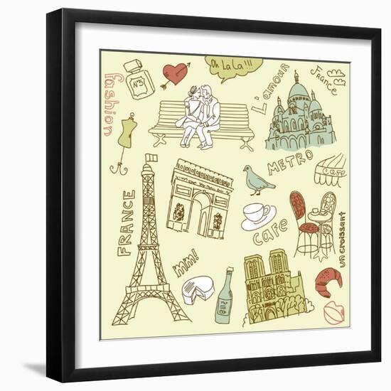 Love in Paris Doodles-Alisa Foytik-Framed Art Print