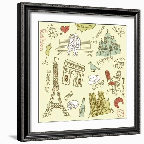 Love in Paris Doodles-Alisa Foytik-Framed Art Print