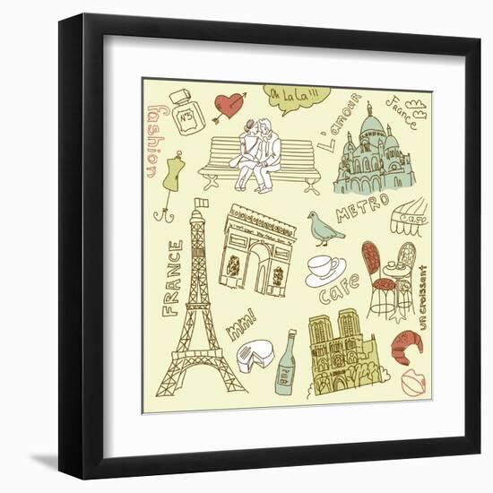 Love in Paris Doodles-Alisa Foytik-Framed Art Print