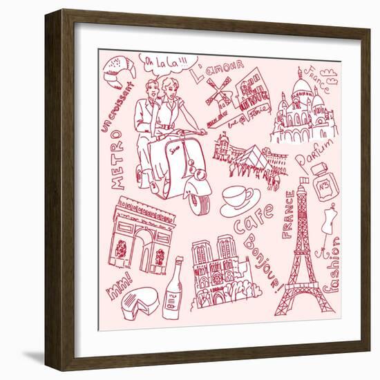 LOVE in Paris Doodles-Alisa Foytik-Framed Art Print