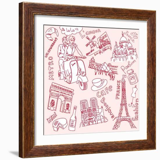 LOVE in Paris Doodles-Alisa Foytik-Framed Art Print