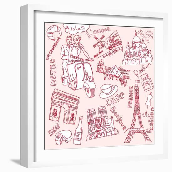 LOVE in Paris Doodles-Alisa Foytik-Framed Art Print