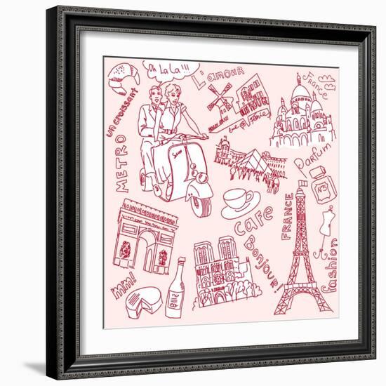 LOVE in Paris Doodles-Alisa Foytik-Framed Art Print