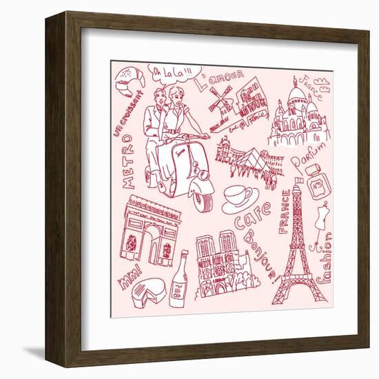 LOVE in Paris Doodles-Alisa Foytik-Framed Art Print