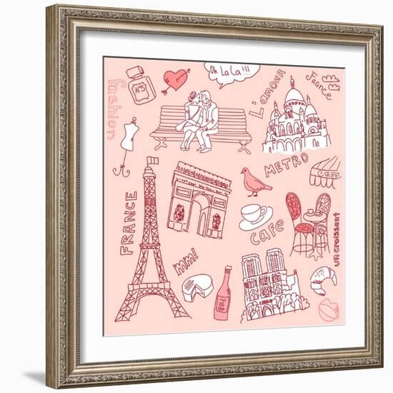 Love in Paris Doodles-Alisa Foytik-Framed Art Print