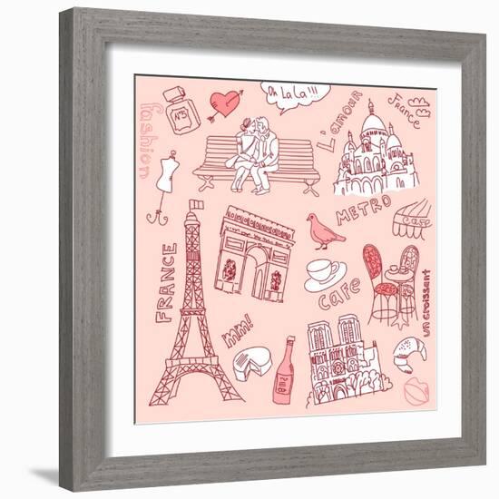 Love in Paris Doodles-Alisa Foytik-Framed Art Print