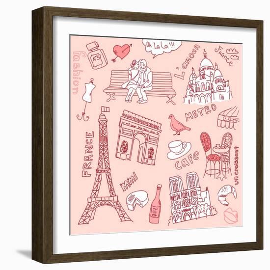 Love in Paris Doodles-Alisa Foytik-Framed Art Print