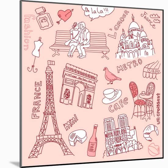 Love in Paris Doodles-Alisa Foytik-Mounted Art Print