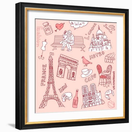 Love in Paris Doodles-Alisa Foytik-Framed Art Print