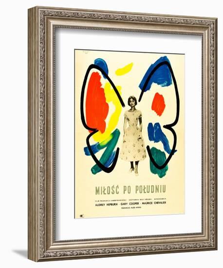 Love in the Afternoon, (AKA Milosc Po Poludniu), Polish Poster, Audrey Hepburn, 1957-null-Framed Premium Giclee Print