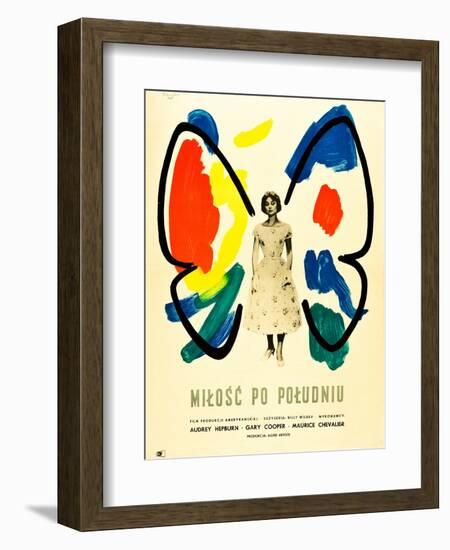 Love in the Afternoon, (AKA Milosc Po Poludniu), Polish Poster, Audrey Hepburn, 1957-null-Framed Premium Giclee Print