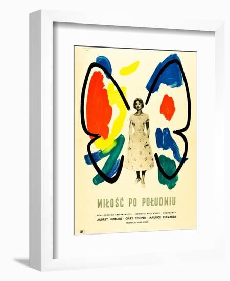 Love in the Afternoon, (AKA Milosc Po Poludniu), Polish Poster, Audrey Hepburn, 1957-null-Framed Premium Giclee Print