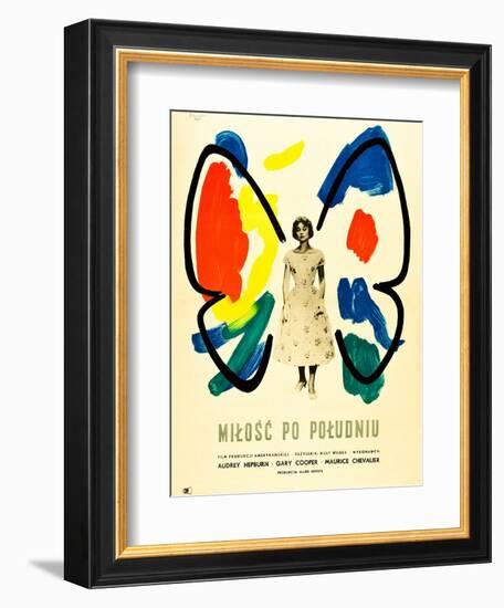 Love in the Afternoon, (AKA Milosc Po Poludniu), Polish Poster, Audrey Hepburn, 1957-null-Framed Premium Giclee Print