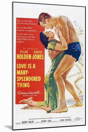 Love Is a Many-Splendored Thing, from Left, Jennifer Jones, William Holden, 1955-null-Mounted Art Print