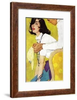 Love is a Waiting Game - Saturday Evening Post "Leading Ladies", February 6, 1960 pg.38-Robert Jones-Framed Giclee Print