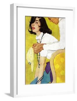 Love is a Waiting Game - Saturday Evening Post "Leading Ladies", February 6, 1960 pg.38-Robert Jones-Framed Giclee Print