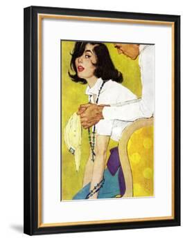 Love is a Waiting Game - Saturday Evening Post "Leading Ladies", February 6, 1960 pg.38-Robert Jones-Framed Giclee Print