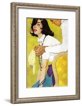 Love is a Waiting Game - Saturday Evening Post "Leading Ladies", February 6, 1960 pg.38-Robert Jones-Framed Giclee Print
