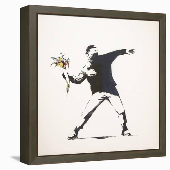 Love Is in the Air-Banksy-Framed Premier Image Canvas