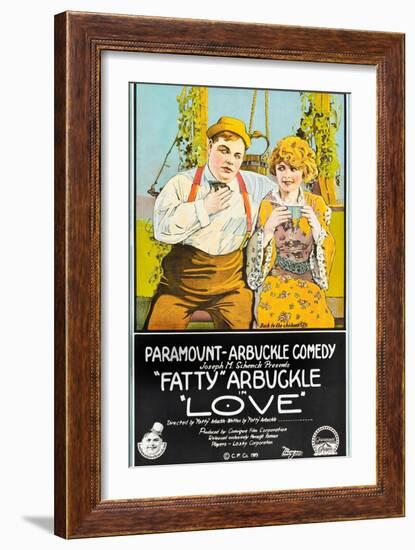 LOVE, l-r: Roscoe 'Fatty' Arbuckle, Winifred Westover on poster art, 1919-null-Framed Art Print