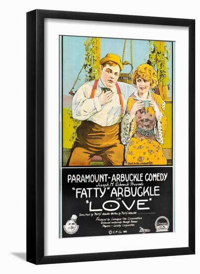 LOVE, l-r: Roscoe 'Fatty' Arbuckle, Winifred Westover on poster art, 1919-null-Framed Art Print