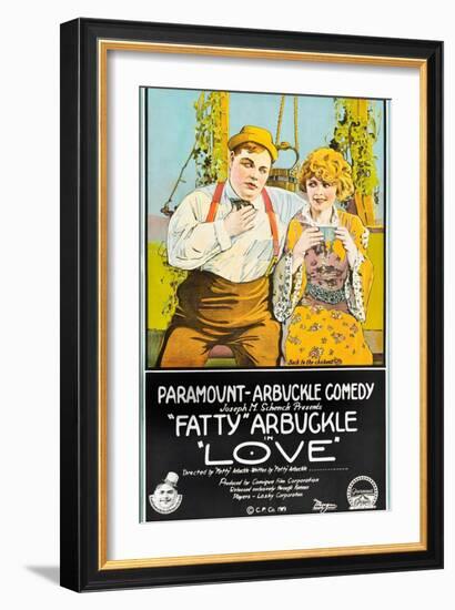 LOVE, l-r: Roscoe 'Fatty' Arbuckle, Winifred Westover on poster art, 1919-null-Framed Art Print