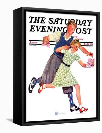 "Love Letter," Saturday Evening Post Cover, January 26, 1935-Douglas Crockwell-Framed Premier Image Canvas