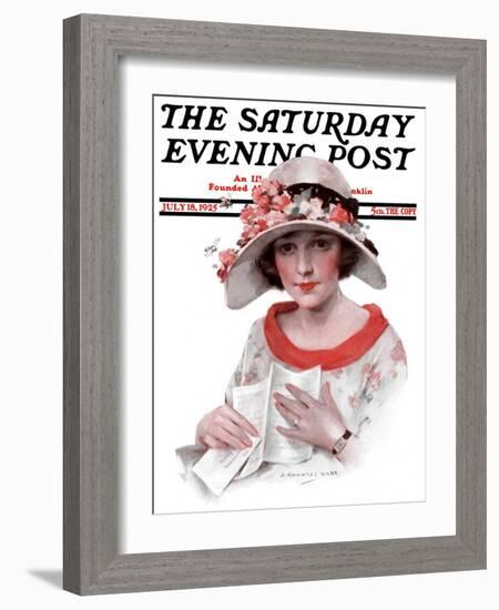 "Love Letter," Saturday Evening Post Cover, July 18, 1925-J. Knowles Hare-Framed Giclee Print