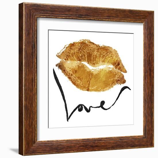 Love Lips Gold-OnRei-Framed Art Print