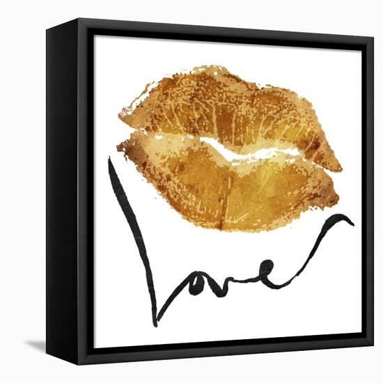 Love Lips Gold-OnRei-Framed Stretched Canvas