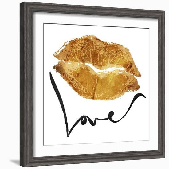 Love Lips Gold-OnRei-Framed Art Print