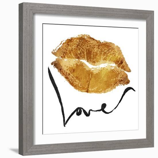 Love Lips Gold-OnRei-Framed Art Print