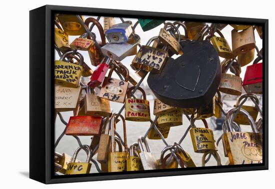 Love Locks on the Pont Des Arts in Paris, France, Europe-Julian Elliott-Framed Premier Image Canvas