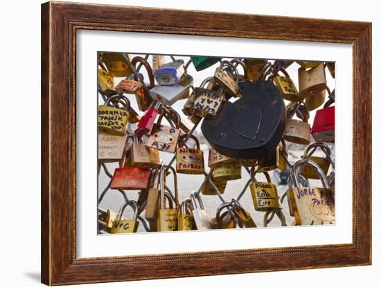 Love Locks on the Pont Des Arts in Paris, France, Europe-Julian Elliott-Framed Photographic Print