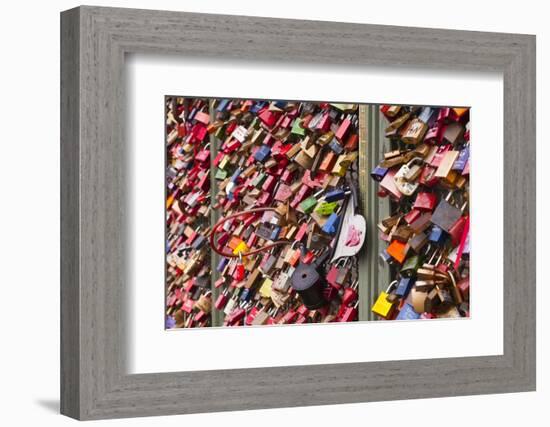 Love Locks on the Railway Bridge in Cologne, North Rhine-Westphalia, Germany, Europe-Julian Elliott-Framed Photographic Print