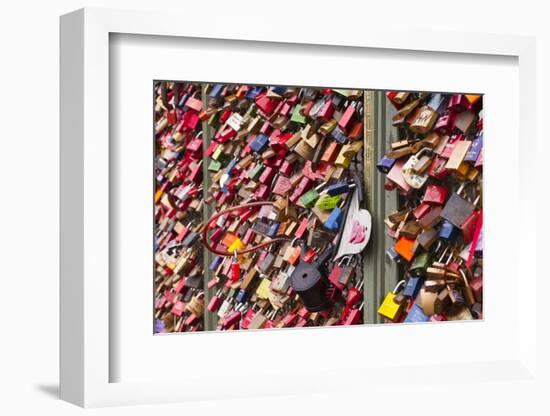 Love Locks on the Railway Bridge in Cologne, North Rhine-Westphalia, Germany, Europe-Julian Elliott-Framed Photographic Print