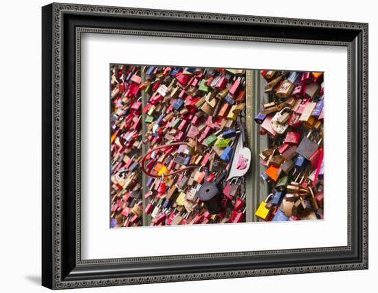 Love Locks on the Railway Bridge in Cologne, North Rhine-Westphalia, Germany, Europe-Julian Elliott-Framed Photographic Print