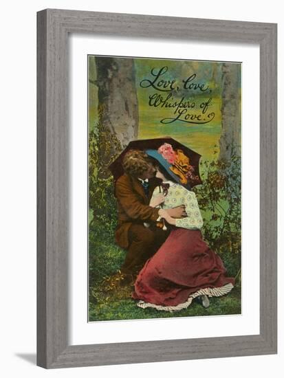 Love, Love, Whispers of Love, Couple Kissing-null-Framed Art Print
