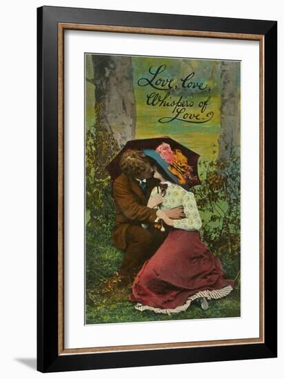 Love, Love, Whispers of Love, Couple Kissing-null-Framed Art Print