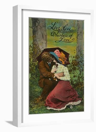 Love, Love, Whispers of Love, Couple Kissing-null-Framed Art Print