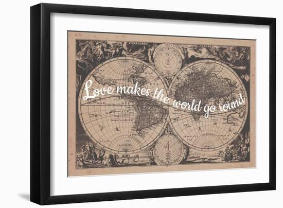 Love Makes the World Go Round - 1680, World Map-null-Framed Giclee Print